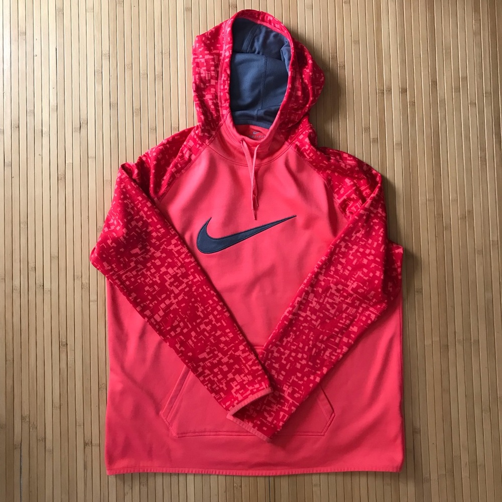 Nike Women's XL Dri-Fit Pullover Training Hoodie Coral EUC Pocket Sweatshirt